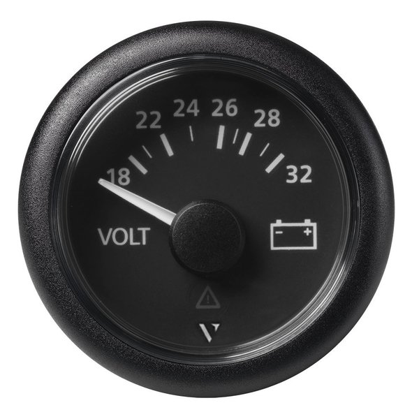 Veratron 52mm (2-1/16") Viewline Voltmeter 18-32V - Black Dial &amp; B A2C59512458